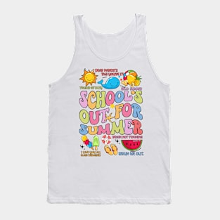 Last Day Of School Groovy School's Out For Summer Teacher Kid Tank Top